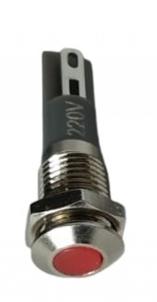 Sinaleiro Olho de Boi Inox 220V 6mm Vermerlho